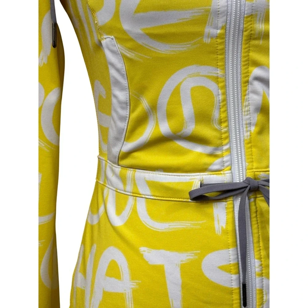 Lululemon Victory Manifesto Jacket Vintage Y2K Yellow Logo Print Full Zip Hoodie